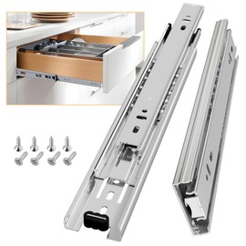 AOLISHENG Full Extension Drawer Runners 250 mm Drawers Rail System Ball Bearing Heavy Duty 45 kg Load Capacity 1 Pair (Silver)
