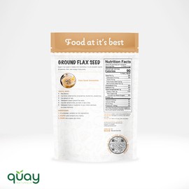 Quay Naturals Ground Flax Seed, 1 lb - Flaxseed Powder with Plant Based Omegas, Fibers & Proteins - Powdered Flax Seeds for Smoothies, Salads, Baking & Yoghurt - Non GMO
