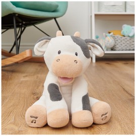 GUND Baby Buttermilk the Cow Animated Plush, Singing Stuffed Animal Sensory Toy, Sings Old MacDonald and Teaches Animal Sounds, Cream/Grey, 12”