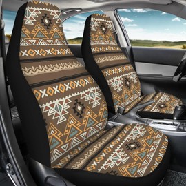 Quelytytrip Tribal Ethnic Print Car Seat Covers Set of 2,Universal Auto Front Seats Protector Fits for Car,SUV Sedan,Truck