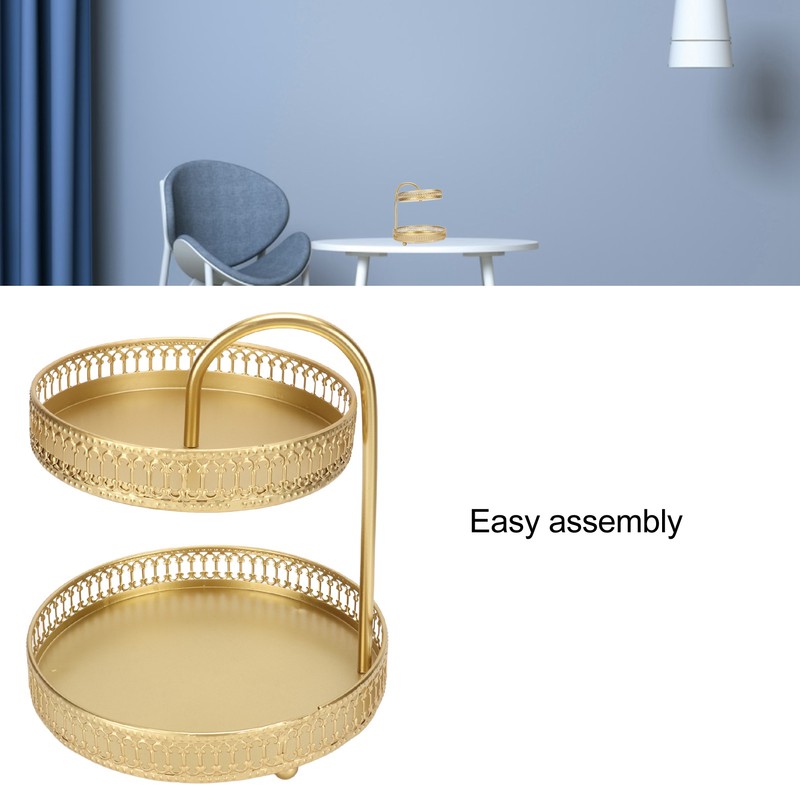 2 Tier Fruit Tray Gold Elegant Large Capacity Decorative Multi