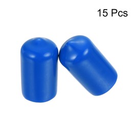 QUARKZMAN Pack of 15 Rubber End Caps 12 mm ID Round Rubber Caps Cover Screw Thread Protective Caps Round Tube End Caps Bolt Caps Thread Protection for Screws Hanger Hook Blue