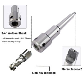 Toolly Industrial Tools Annular Cutter Arbor, Mt2 to 3/4'' Weldon Shank for Drill-Use Annular Cutter on Drill Press