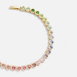 BaubleBar Kali Tennis Bracelet for Women - Classic Gold-Plated Eternity Band Bracelet w/Cubic Zirconia Crystals, Hypoallergenic, Thin Gold Bracelet for Stacking, Women's Jewelry, Rainbow Ombre, 6.15"