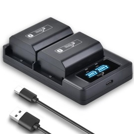 Pickle Power 2600mAh NP-FZ100 Battery and LED Dual Charger for Sony A7 III, A7IV, FX3, FX30, A7R IV, A7R III,A7C, A7S III, ZV-E1, A6700, A6600, A1, A9, A9R, A9S, A9 II