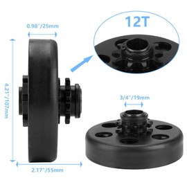 Centrifugal Clutch, Go Kart Clutch 3/4 Bore 12T with #35 Chain 9.525mm for Go Kart Minibike Honda Engines GX160 GX200 GX140 GX120 GC160 GC190, With 2pcs Set Screws and 1pc Connecting link