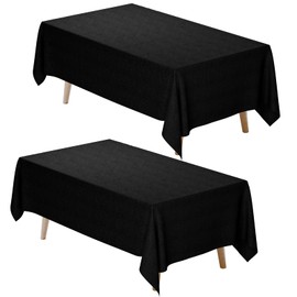 Fixwal Black Tablecloth Rectangle 60 x 102 Inch, 2 Pack 6ft Polyester Fabric Table Cloths Rectangular Table Covers for Party, Banquet, Dining, Birthday, Wedding