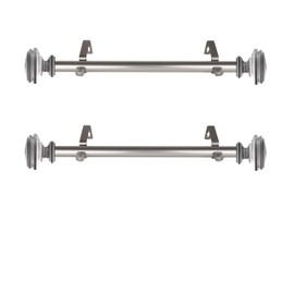 RUDI 1" Carmen Side Curtain Rod, 12-20 inch (Set of 2), Satin Nickel
