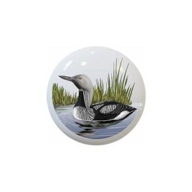 Loon - Loons - DECORATIVE Glossy CERAMIC Cupboard Cabinet PULLS Dresser Drawer KNOBS