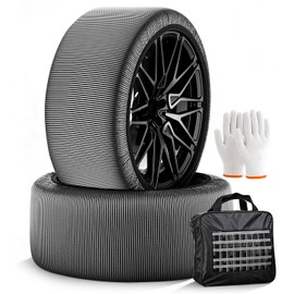 Snow Socks for Tires - Auto Accessories Ultimate Grip Alternative for Snow Chain - 2 Packs Portable Winter Emergency Grip Device for Bus, Light Heavy Trucks, and SUVs (XLarge)