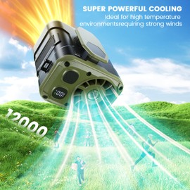 coldSky Upgrade Portable Waist Fan Clip On, 10000mAh Rechargeable Wearable Belt/Neck Personal Fan with Light, 5 Speeds Strong Airflow Cooling for Outdoor Jobsite Camping Travel