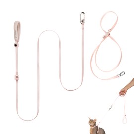 BuddyArmor Cat Harness and Leash Set, Lightweight Escape Proof Cat Harness Leash with Padded Handle, Adjustable Cat Leash and Harness for Kitten Small Large Cats Walking Training (Blush Pink, L)