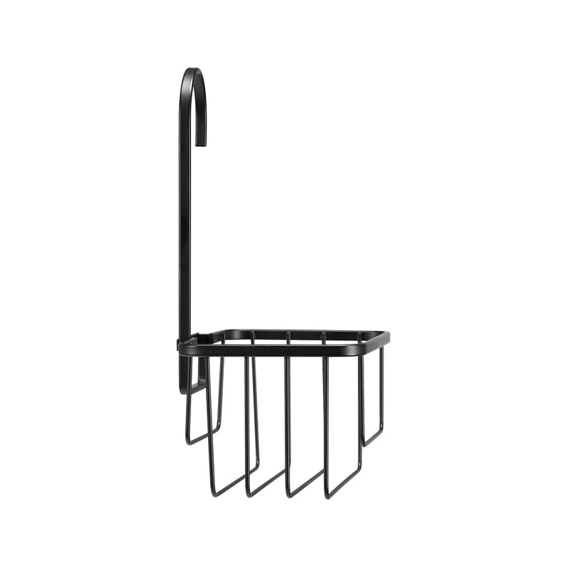 Croydex Matt Black Hook Over Shower Caddy, Durable Powder-Coated Mild