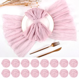 50 paquetes de servilletas de gasa de gasa de 20 x 20 pulgadas, color rosa claro rústico bohemio, servilletas de tela lavable, servilletas de mesa decorativas para boda, cena, fiestas