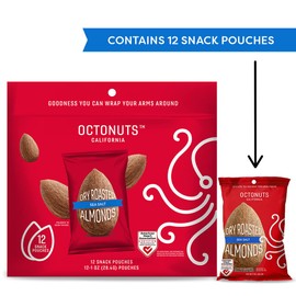Octonuts Sea Salt Almonds – 12 Individually Wrapped Snack Packs (1oz Each), Healthy Snacks for Adults and Kids, Non-GMO, Keto and Gluten-Free, Roasted in Cold Pressed Olive Oil
