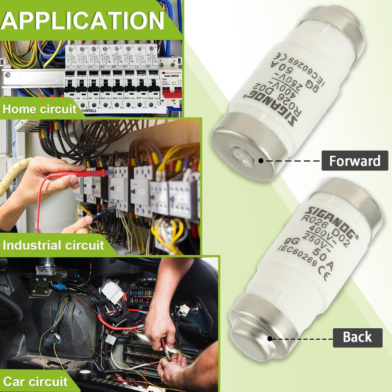 SIGANDG D02 50A Neozed Fuse Socket Set with Screw Caps