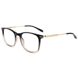 Firmoo Blue Light Filter Glasses Men Women Metal Full Rim Glasses Computer Glasses Against Eye Strain Anti-Reflective Nerd Glasses, brown