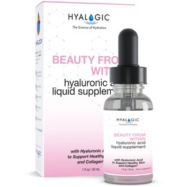 Hyalogic Beauty From Within Hyaluronic Acid Liquid Supplement - Liquid Hyaluronic Acid for Skin Hydration, and Collagen Boost - Vegan, Gluten-Free, Odorless & Tasteless (1 Fl Oz)