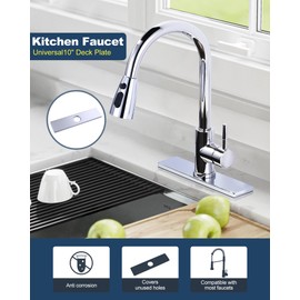 iVIGA 10" Sink Faucet Hole Cover Deck Plate for Kitchen & Bathroom Vanity Sink, Faucet Chrome Escutcheon Plate Stainless Steel Outside Faucet Cover Cap for 1 or 3 Hole Mixer Tap (Rectangle)