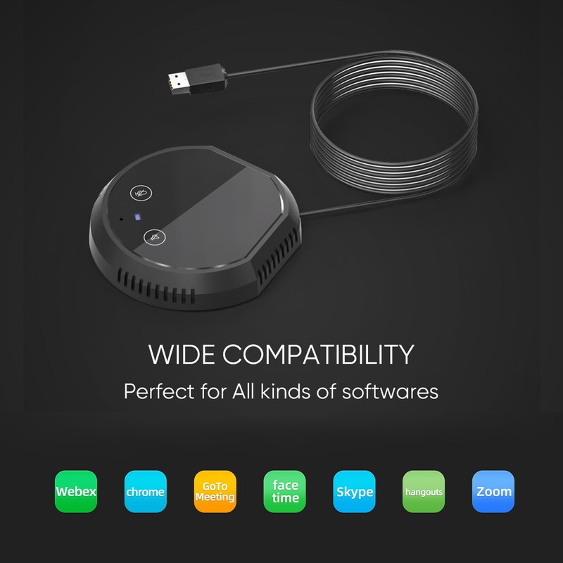 Desktop USB Conference Microphone 360° Omnidirectional Condenser Plug & Play