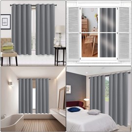 MENGH Opaque Curtain Bedroom Eyelets Thermal Curtains Cold Protection (24 Colours, 82 Sizes) Light Grey 1 Piece 90 x 100 cm (H x W)