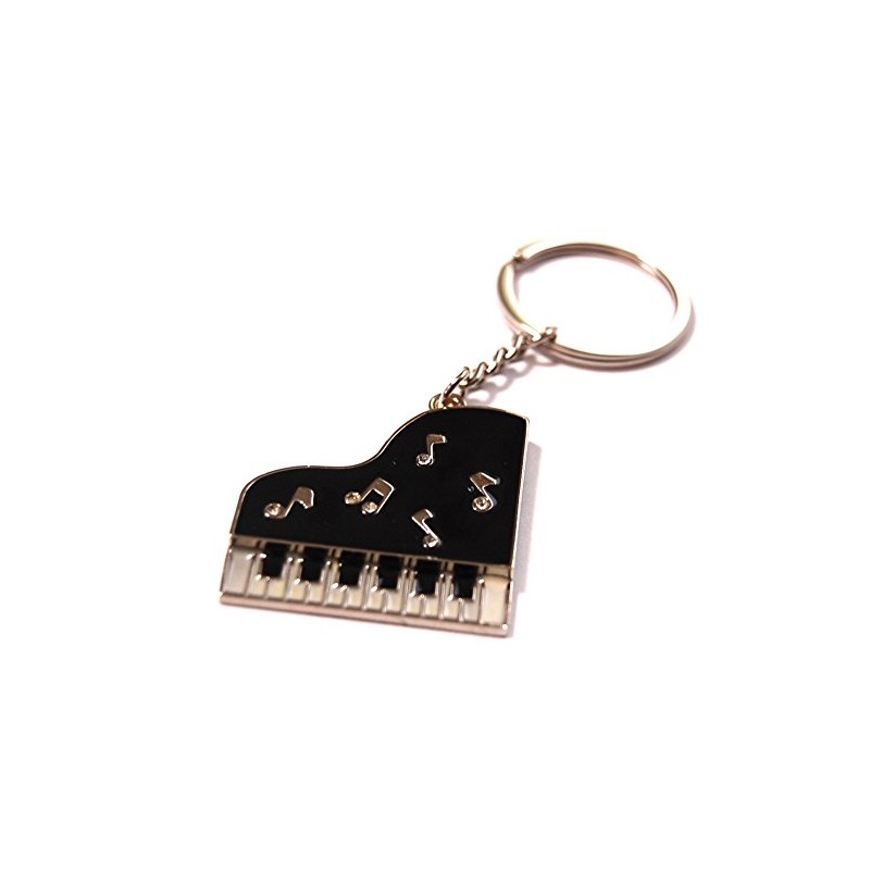 Cute Piano Silver Black Keychain, Silver