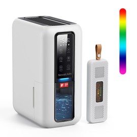 Dehumidifiers for Bathroom with Moisture Absorber Bag Reusable, 68 OZ Water Tank Portable Quiet Dehumidifier for Bedroom with Auto Shut Off, 7 Colors LED Light for Home, RV, Garage, apartment