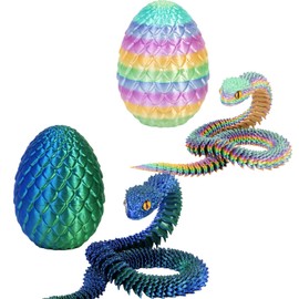Yearsahrk 3D Gedrucktes Schlangen Drachenei Flexibel 3D Drache Tiere Schlangen Spielzeug Oster körbchen Füller Home Office Dekor Snake Toys (2 Stück.E)