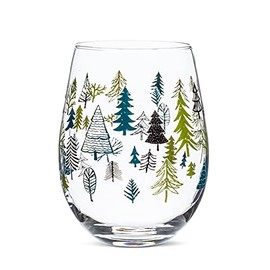 Abbott Collection Allover Trees Stemless Wine Glass-5" H
