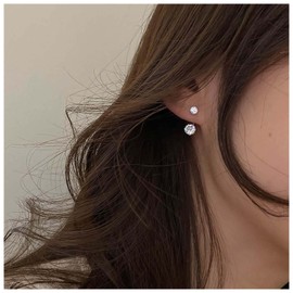 Andelaisi Boho Crystal Ear Jacket Earrings Silver Rhinestone Studs Earrings Vintage Crystal Rhinestone Jacket Earrings Sparkly Cz Crystal Front Back Earrings Jewelry for Women