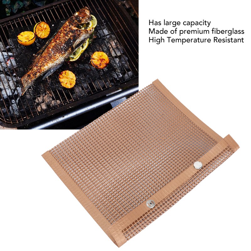 Grilling Pouches Fiberglass Mesh Non Stick High Temperature Resistant BBQ