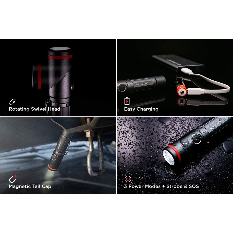 KeySmart Nano Torch Twist - Swivel Head LED Flashlight, Magnetic