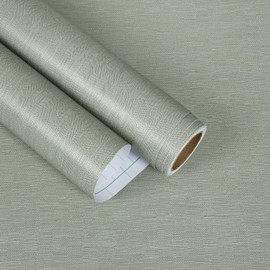 EaseStick Sage Green Grasscloth Peel and Stick Wallpaper 15.7"x160" Removable Faux Grass Cloth Wallpaper Self Adhesive Green Contact Paper Waterproof Textured Linen Fabric Wall Paper for Bedroom Shelf
