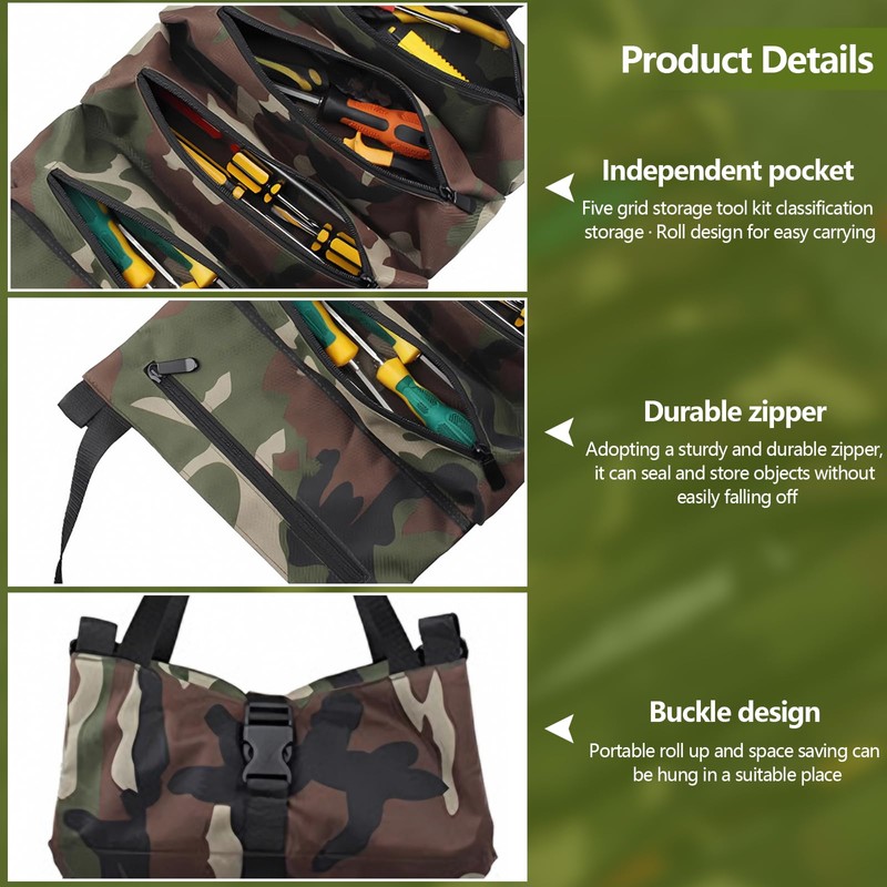 Tool Roll Bag, Tool Roll Tool Bag, Small Multi-Purpose Roll