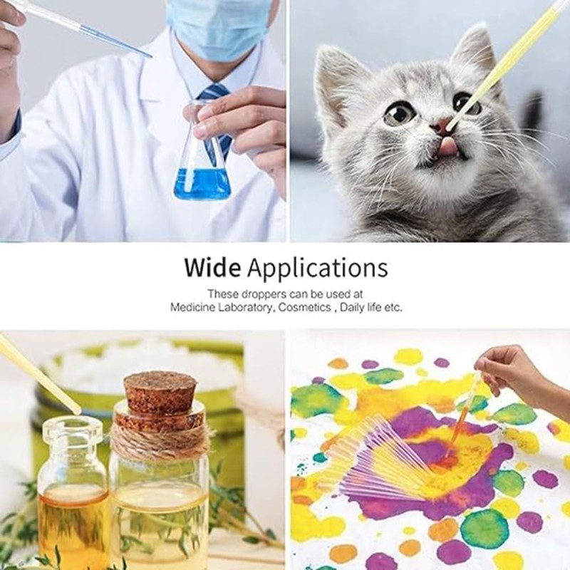 200pcs 3mL plastic dropper, transparent Pasteur disposable graduated dropper, for