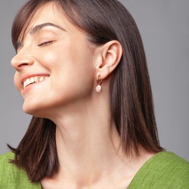 Roségold Gold Ohrringe Creolen mit Anhänger zum Wechseln • Edelstahl Ohrhänger mit Charm in rosa • nickelfrei & wasserfest • MIX AND MATCH • Ø 16 mm