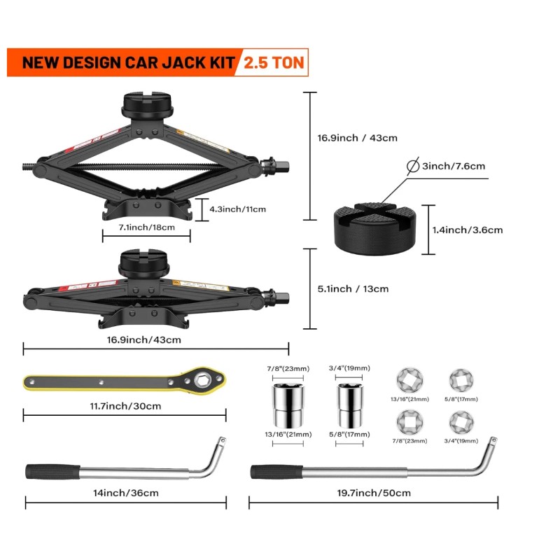 Unbranded Portable 2.5 Ton Emergency Car Jack & Complete Tire