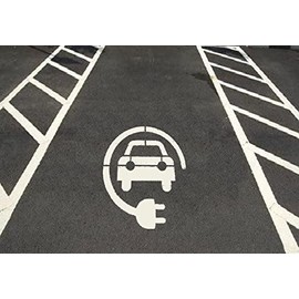 Ideal Stencils Electric Car Vehicle Charging Stencil - Paint Floors, Walls to Indicate Charge Point Parking Spaces (50x55cm)
