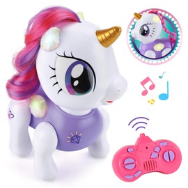 PETNEY Remote Control Robot Pets Toys for Ages 5-7，Interactive Voice Control，Rechargeable & Recordable，Touch Sensing，STEM Toy Program Treats, Walking, Dancing Robot Toys for Girls (Purple)