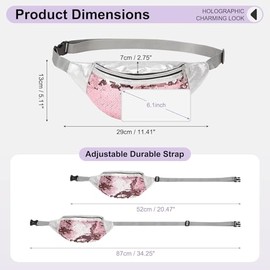 DTGN - Riñonera con lentejuelas para mujer, bonita bolsa de cinturón de cintura, resistente al agua, pequeña bolsa con cinturón ajustable para correr,