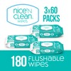 Nice 'N Clean Adult Flushable Wipes (3 x 60 Count)