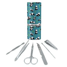 Panda and Bamboo Pattern Stainless Steel Manicure Pedicure Grooming Beauty Care Travel Kit