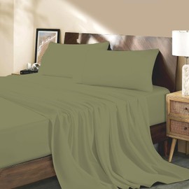 Marina Shades California King Sheet Sets Sage 1000 Thread Count Egyptian Cotton Sheets 4 Piece Hotel Luxury Bedding Cal King Bedsheets Shrinkage & Fade Resistant Bed Set Fits 17” Mattress