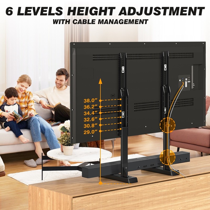 Rfiver Universal Table Top TV Stand Base Height Adjustable for