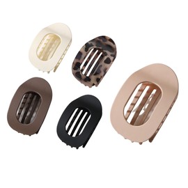 AYNKH 5Pcs Flat Hair Clips for Women, Claw Clips for Thin Curly Thick Hair, Strong Hold Curved Hair Accessories for Girls
