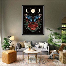 VAIIEYO 5D DIY Butterfly Diamond Painting, Diamond Painting Pictures Painting Kits Rose Moon, Painting by Numbers Diamond Home Wall Decor Painting Cross Stitch Diamond Decoration 30 x 40 cm 1=77