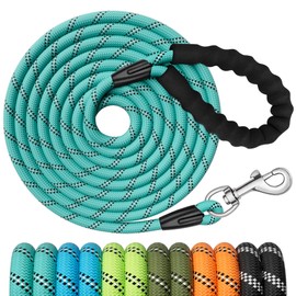 X XBEN Training Leads for Dogs, 10M/33FT Strong Rope Long line Dog Lead Leash with Soft Padded Handle and Heavy Duty Hook, Reflective Recall Training Leads for Large Medium Small Dog,Turquoise
