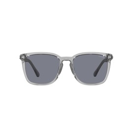 Coach HC8354U Universal Fit Sunglasses, Transparent Grey/Dark Blue Solid, 56 mm