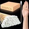 Zhehao 300 Pcs 8 Inch Cotton Swabs Large Cotton Swabs with Bamboo Handle Oversized Extra Long Cotton Tipped Applicators with Large 1/2" Diameter Swab Cotton Ear Swabs for Wound Cleaning, Makeup