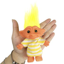 Lucky Troll Dolls,Vintage Troll Dolls Chromatic Adorable for Collections, School Project, Arts and Crafts, Party Favors - 7.5" Tall Yellow(Include The Length of Hair)